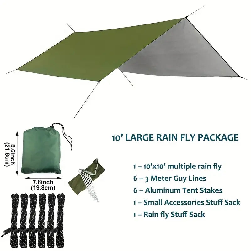 114"x114" Camping Hammock Tarp – Letvægts Solsejl & Tilflugtssted
