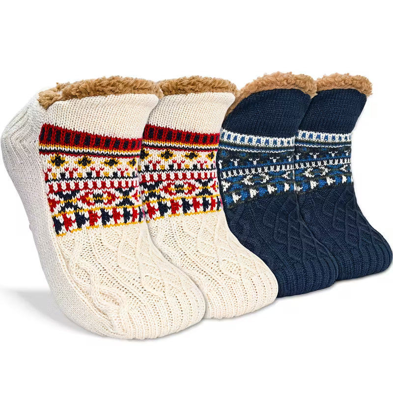 2 Par Unisex Termiske Strikstrømper – Varm Komfort til Vinteren