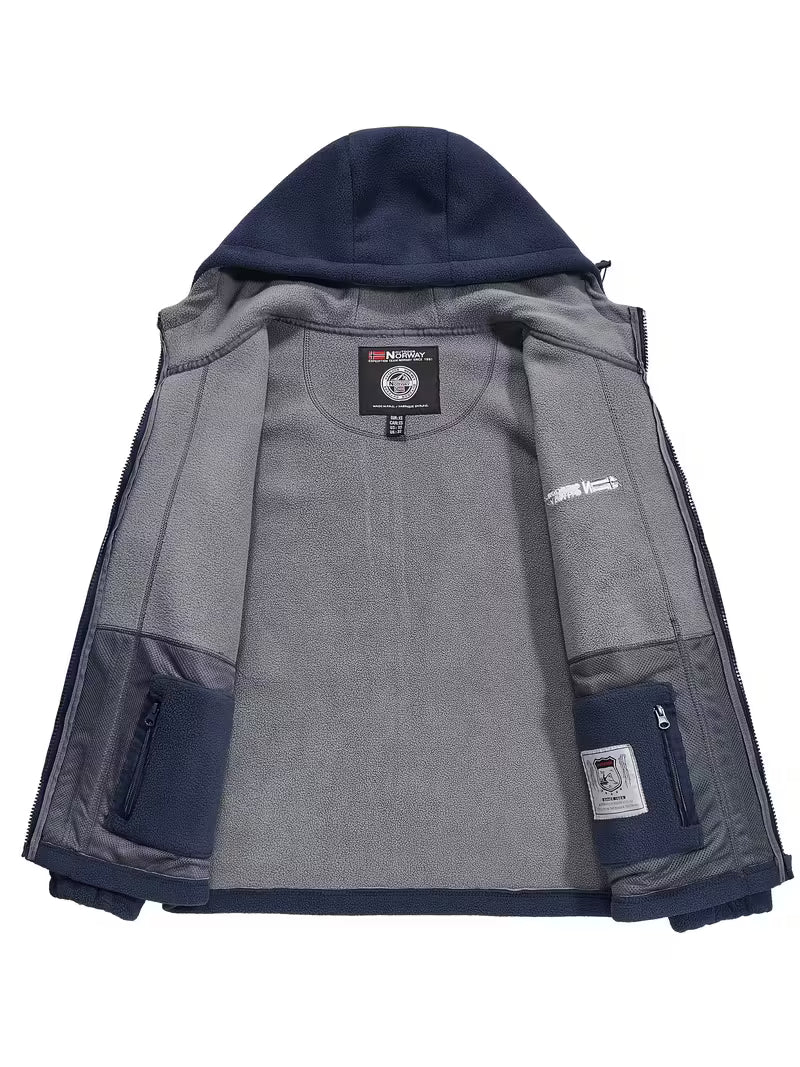 Efterårs- og Vinter Varm Mænds Fleece Hættetrøje Jakke