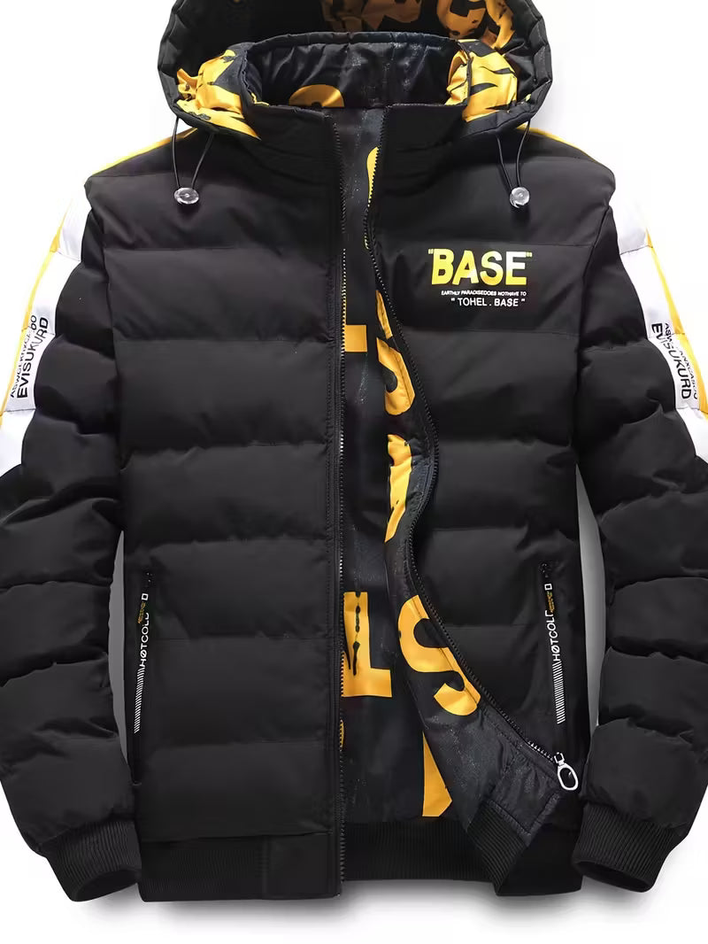 Herre Dobbelt-sided Vinterjakke med Hætte – Varm Fleece &amp; Casual Stil